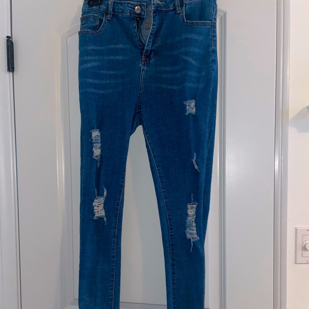Blue ripped jeans